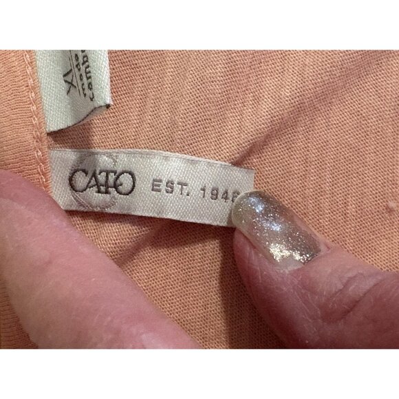 Cato Womans Size XL Blouse Striped Short Sleeve Boho Peasant Lace Insert - Picture 10 of 10